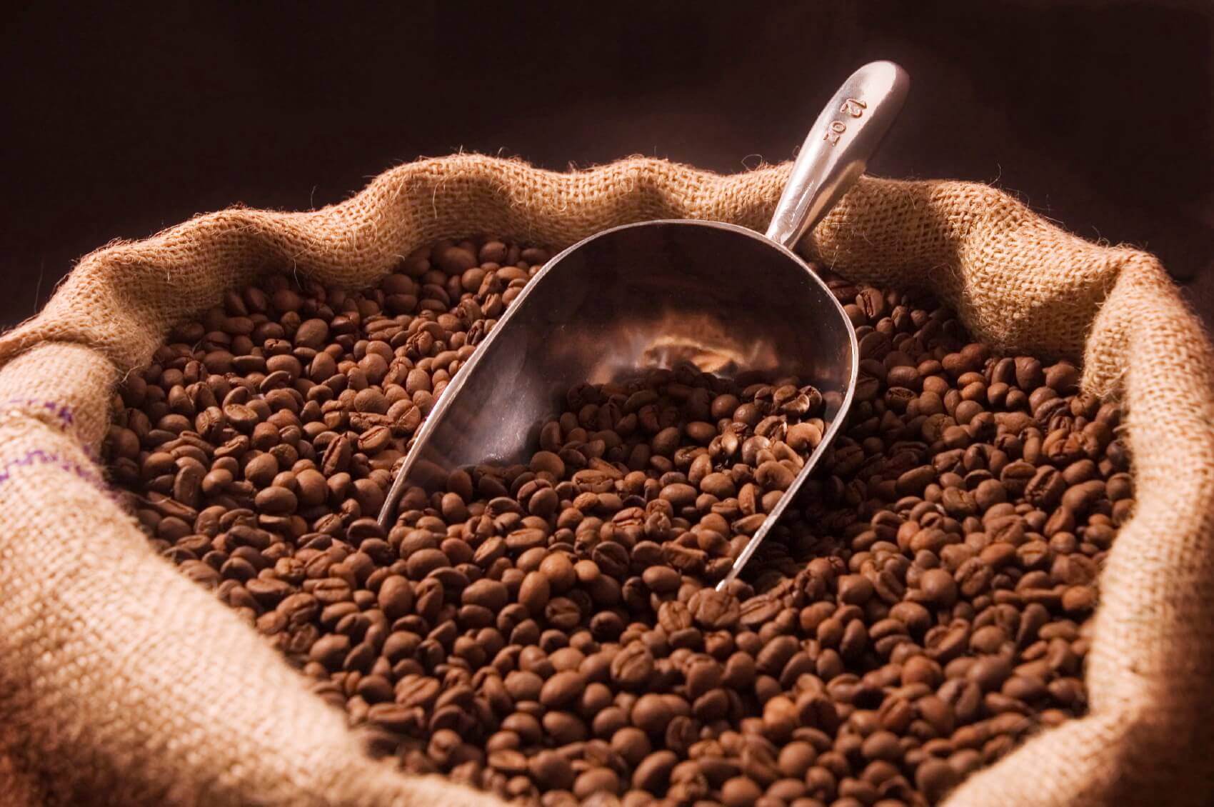 granos de café en un saco