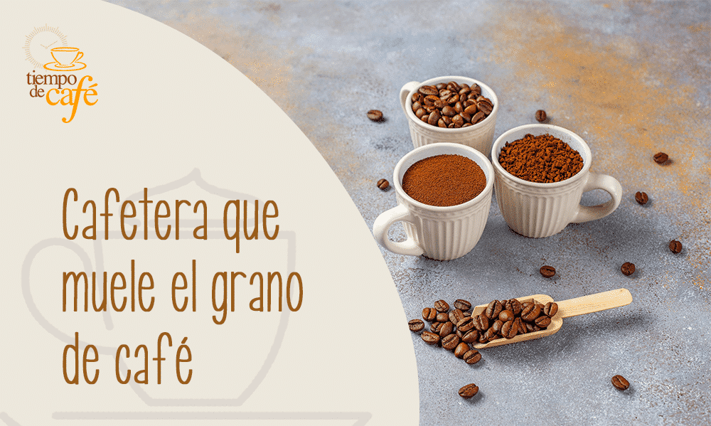 Cafetera que muele el grano de café 